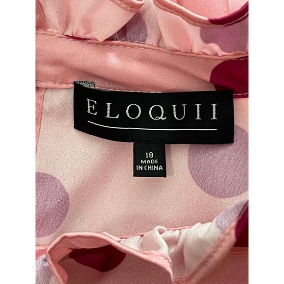 Eloquii Multicolored Ruffled Blouse with Bishop Sleeves - Picture 6 of 8